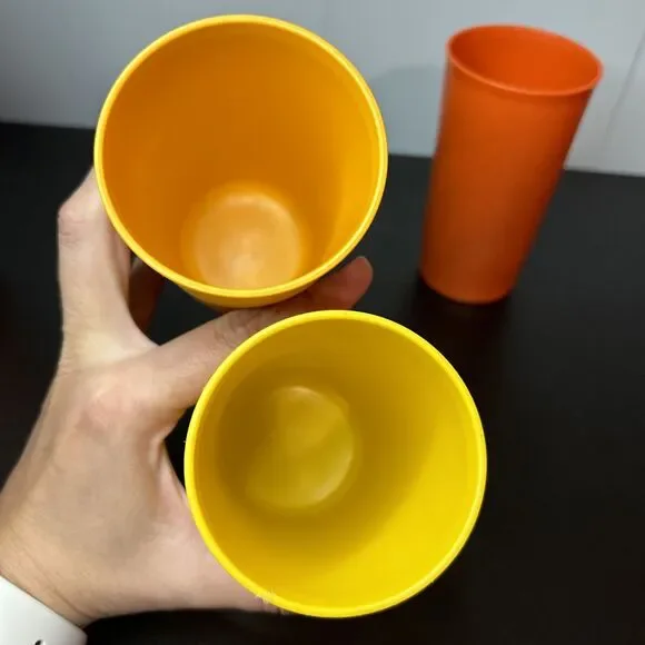 Vintage Tupperware Tumblers Cups 873 - 12 oz. Harvest Colors Set of 5 Stackable - Picture 8 of 14